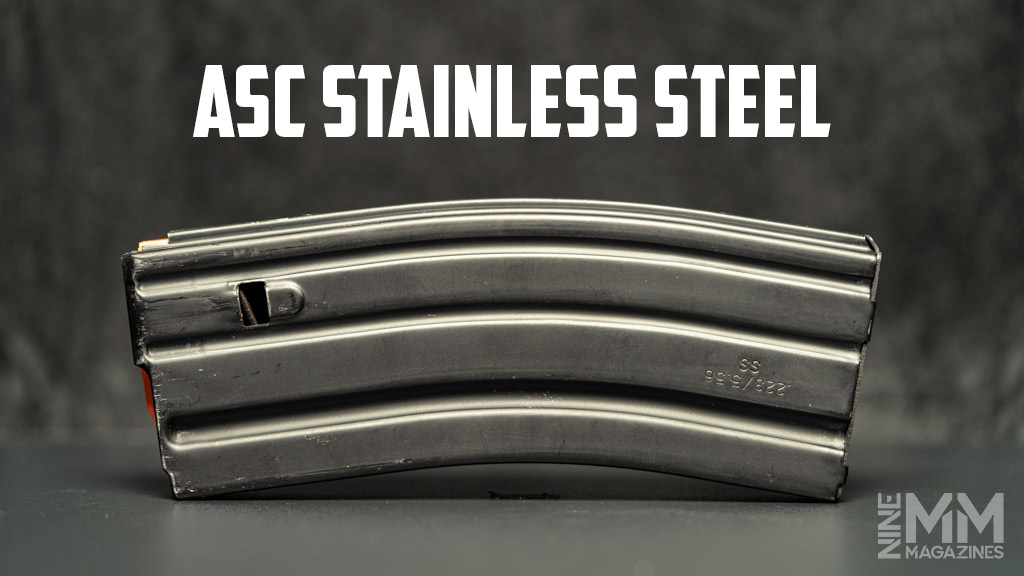 a photo of the asc stainless steel ar-15 magazine