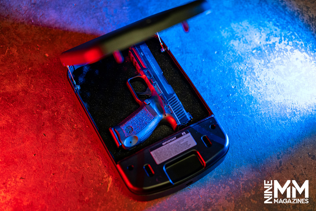 a photo of a biometric gun safe