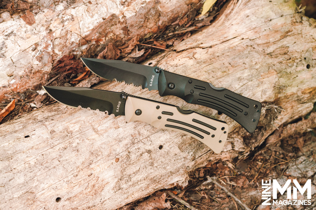 a comparison photo of the kabar 3051 and 3053 mule folding knives