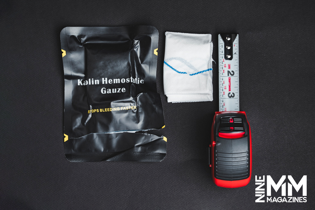 a photo comparing the size of Kaolin gauze